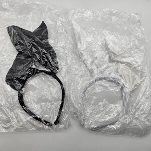 Lot of 2 LED Bunny Ear Headband Lights Halloween Costume Cosplay Black and White
